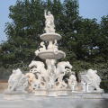 Carving  Classic Designs Beige Four Lions Large Stone Fountain